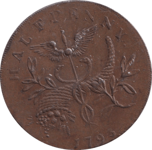 1793 HALFPENNY ISAAC NEWTON TOKEN 3 - HALFPENNY TOKENS - Cambridgeshire Coins