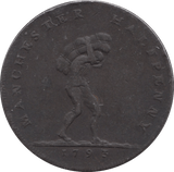 1793 HALFPENNY LANES TRADE TOKEN MANCHESTER - HALFPENNY TOKENS - Cambridgeshire Coins