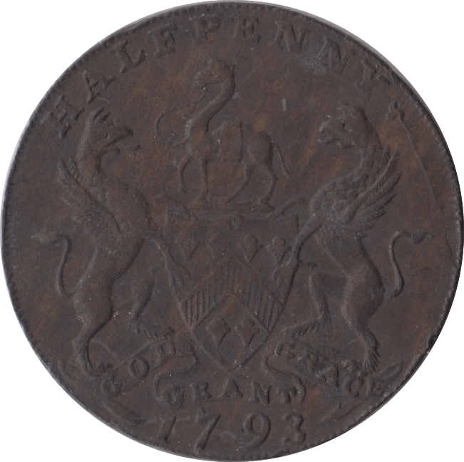 1793 HALFPENNY TOKEN EAST INDIA HOUSE - HALFPENNY TOKENS - Cambridgeshire Coins