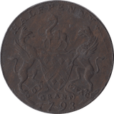 1793 HALFPENNY TOKEN EAST INDIA HOUSE - HALFPENNY TOKENS - Cambridgeshire Coins