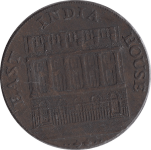 1793 HALFPENNY TOKEN EAST INDIA HOUSE - HALFPENNY TOKENS - Cambridgeshire Coins