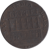 1793 HALFPENNY TOKEN EAST INDIA HOUSE - HALFPENNY TOKENS - Cambridgeshire Coins