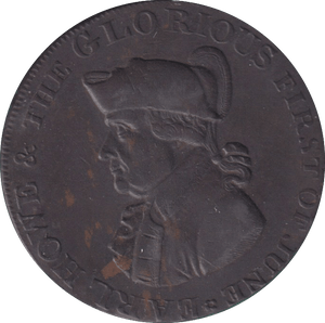 1793 HALFPENNY TOKEN EMSWORTH J STRIDE - HALFPENNY TOKEN - Cambridgeshire Coins