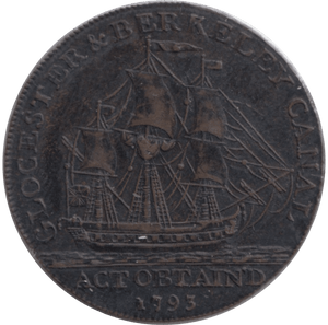 1793 HALFPENNY TOKEN GLOUCESTER AND BERKLEY CANAL - HALFPENNY TOKENS - Cambridgeshire Coins
