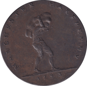 1793 HALFPENNY TOKEN MANCHESTER ARMS - HALFPENNY TOKEN - Cambridgeshire Coins