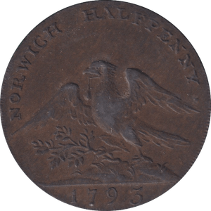 1793 HALFPENNY TOKEN NORWICH GOLDSMITH - HALFPENNY TOKEN - Cambridgeshire Coins