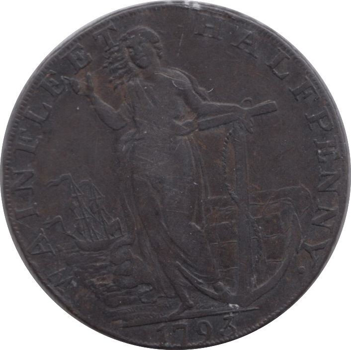 1793 HALFPENNY TOKEN WAINFLEET LINCOLNSHIRE - HALFPENNY TOKENS - Cambridgeshire Coins