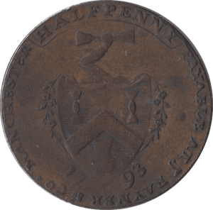 1793 J. RAYNER .CO HALFPENNY TOKEN MANCHESTER - HALFPENNY TOKENS - Cambridgeshire Coins