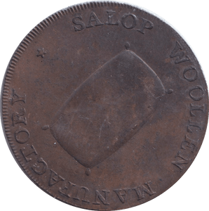 1793 SHREWSBURY HALFPENNY TOKEN - HALFPENNY TOKEN - Cambridgeshire Coins