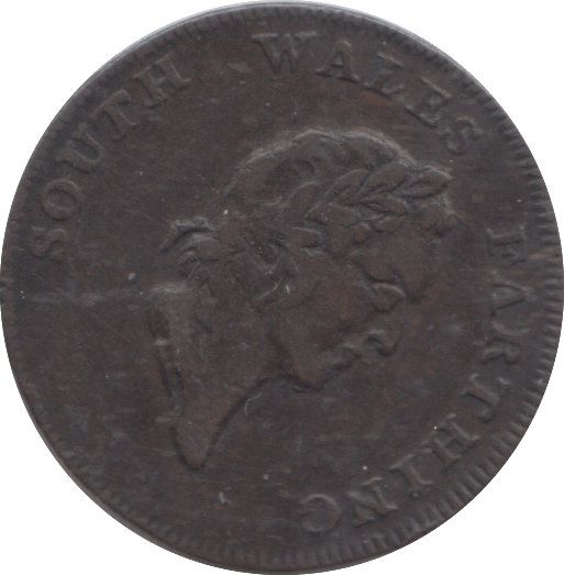1793 SOUTH WALES FARTHING TOKEN - FARTHING TOKEN - Cambridgeshire Coins