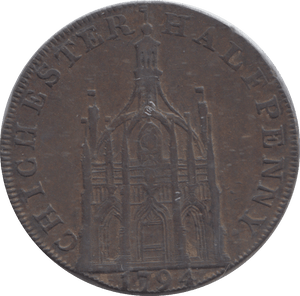 1794 CHICHESTER HALFPENNY TOKEN - HALFPENNY TOKEN - Cambridgeshire Coins