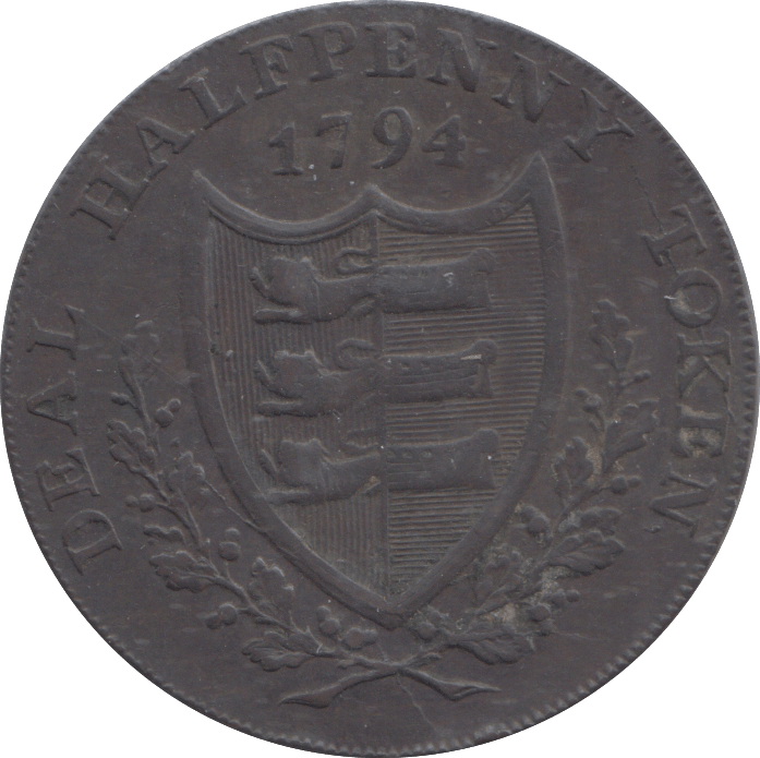 1794 DEAL HALFPENNY TOKEN - HALFPENNY TOKEN - Cambridgeshire Coins