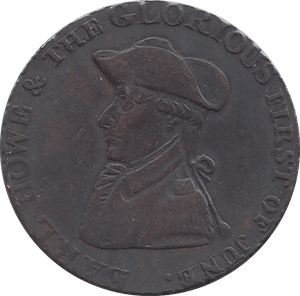 1794 EARL HOWE & THE GLORIOUS FIRST OF JUNE COMMEMORATIVE COIN - WORLD COINS - Cambridgeshire Coins