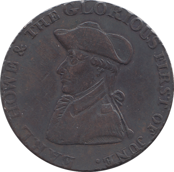 1794 EARL HOWE & THE GLORIOUS FIRST OF JUNE COMMEMORATIVE COIN - WORLD COINS - Cambridgeshire Coins