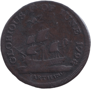 1794 FARTHING TOKEN HAMPSHIRE EARL HOWE NUMISTA 90 - FARTHING TOKEN - Cambridgeshire Coins