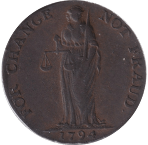 1794 HALF PENNY TOKEN BUNGAY - HALFPENNY TOKEN - Cambridgeshire Coins
