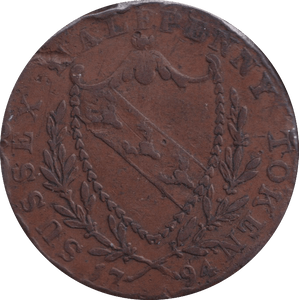 1794 HALF PENNY TOKEN SUSSEX - HALFPENNY TOKEN - Cambridgeshire Coins