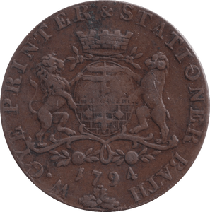 1794 HALFPENNY BATH PRINTERS TOKEN - HALFPENNY TOKENS - Cambridgeshire Coins