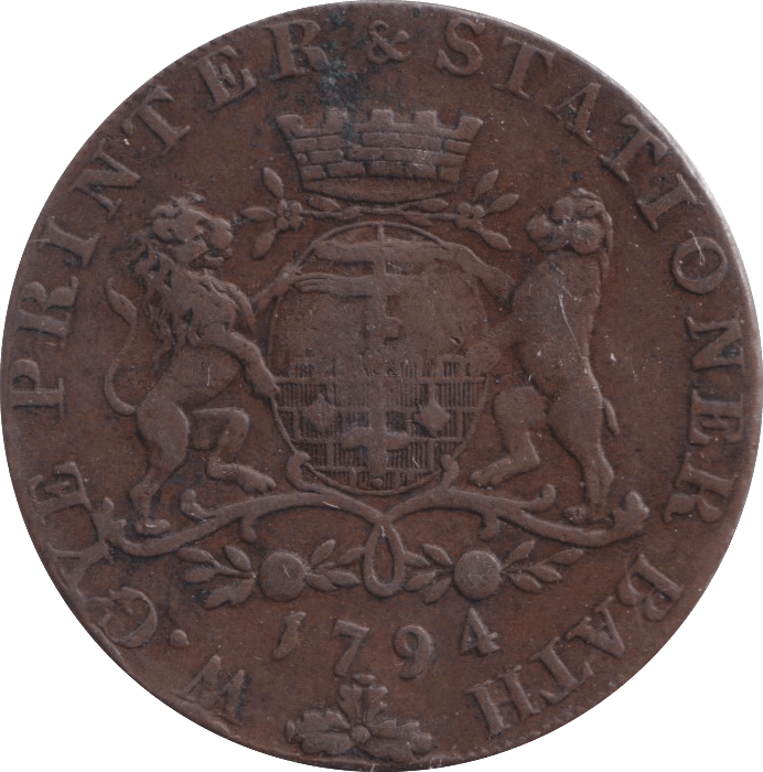 1794 HALFPENNY BATH PRINTERS TOKEN - HALFPENNY TOKENS - Cambridgeshire Coins