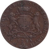 1794 HALFPENNY BATH PRINTERS TOKEN - HALFPENNY TOKENS - Cambridgeshire Coins
