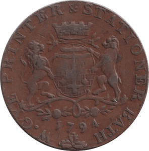 1794 HALFPENNY BATH TOKEN - HALFPENNY TOKENS - Cambridgeshire Coins