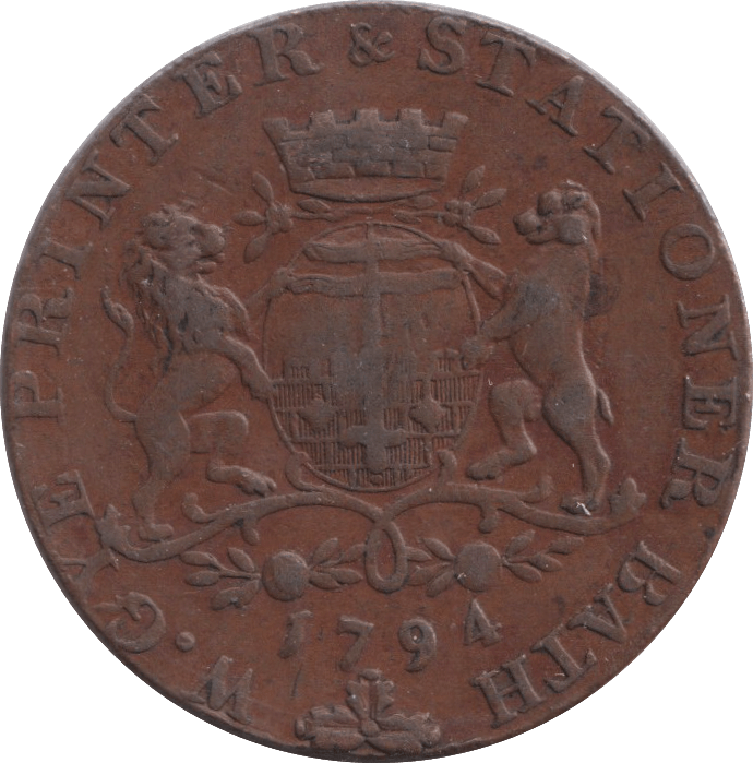 1794 HALFPENNY BATH TOKEN - HALFPENNY TOKENS - Cambridgeshire Coins