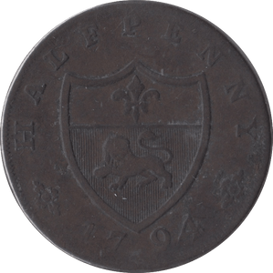 1794 HALFPENNY DUKE OF LANCASTER TOKEN LANCASTER - HALFPENNY TOKENS - Cambridgeshire Coins