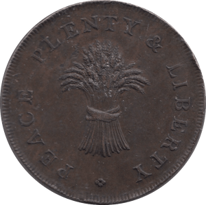 1794 HALFPENNY PEACE AND PLENTY TOKEN CAMBRIDGE - HALFPENNY TOKENS - Cambridgeshire Coins