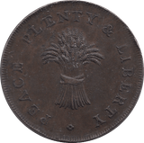 1794 HALFPENNY PEACE AND PLENTY TOKEN CAMBRIDGE - HALFPENNY TOKENS - Cambridgeshire Coins