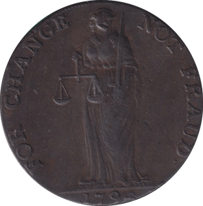 1794 HALFPENNY TOKEN BUNGAY CASTLE - HALFPENNY TOKEN - Cambridgeshire Coins