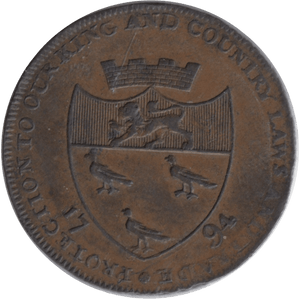 1794 HALFPENNY TOKEN CANTERBURY KENT - HALFPENNY TOKENS - Cambridgeshire Coins