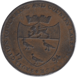 1794 HALFPENNY TOKEN CANTERBURY KENT - HALFPENNY TOKENS - Cambridgeshire Coins