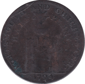 1794 HALFPENNY TOKEN CHICHESTER - HALFPENNY TOKEN - Cambridgeshire Coins