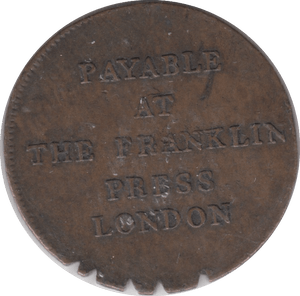 1794 HALFPENNY TOKEN FRANKLIN PRESS USA LONDON - HALFPENNY TOKENS - Cambridgeshire Coins