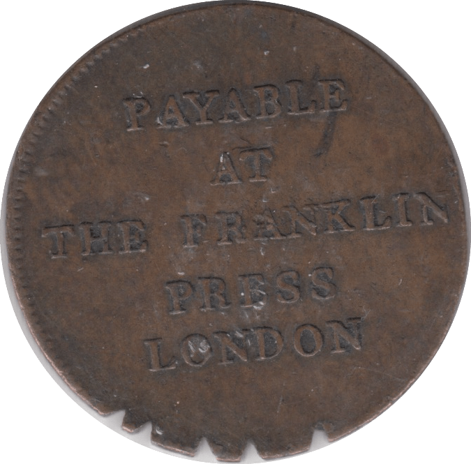 1794 HALFPENNY TOKEN FRANKLIN PRESS USA LONDON - HALFPENNY TOKENS - Cambridgeshire Coins