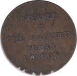 1794 HALFPENNY TOKEN FRANKLIN PRESS USA LONDON - HALFPENNY TOKENS - Cambridgeshire Coins