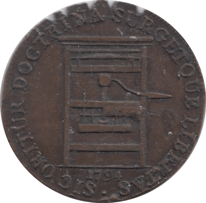 1794 HALFPENNY TOKEN FRANKLIN PRESS USA LONDON - HALFPENNY TOKENS - Cambridgeshire Coins