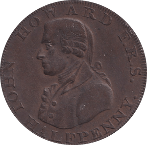 1794 HALFPENNY TOKEN JOHN HOWARD - HALFPENNY TOKEN - Cambridgeshire Coins