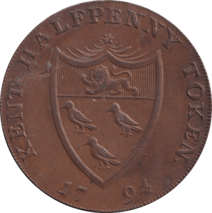 1794 HALFPENNY TOKEN KENT - HALFPENNY TOKEN - Cambridgeshire Coins
