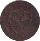 1794 HALFPENNY TOKEN LANCASTER - HALFPENNY TOKEN - Cambridgeshire Coins