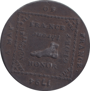 1794 HALFPENNY TOKEN MIDDLESEX HOMOUR UNDER FOOT - HALFPENNY TOKEN - Cambridgeshire Coins