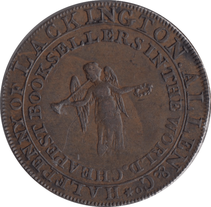 1794 HALFPENNY TOKEN MIDDLESEX J.LACKINGTON CHEAPEST BOOKSELLER FAME ANGEL TRUMPET - HALFPENNY TOKENS - Cambridgeshire Coins