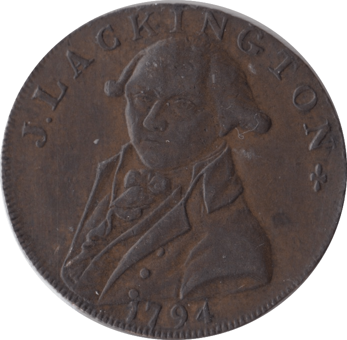 1794 HALFPENNY TOKEN MIDDLESEX J.LACKINGTON CHEAPEST BOOKSELLER FAME ANGEL TRUMPET - HALFPENNY TOKENS - Cambridgeshire Coins