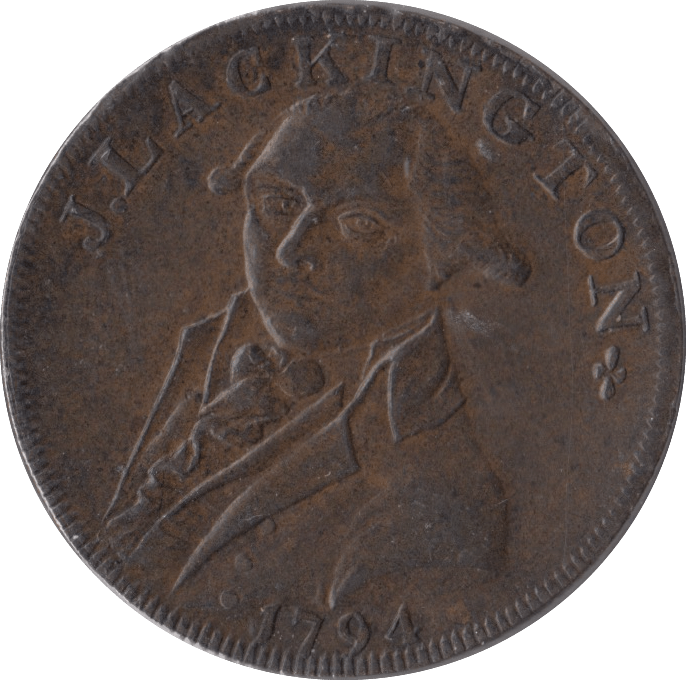 1794 HALFPENNY TOKEN MIDDLESEX J.LACKINGTON CHEAPEST BOOKSELLER FAME ANGEL TRUMPET - HALFPENNY TOKENS - Cambridgeshire Coins