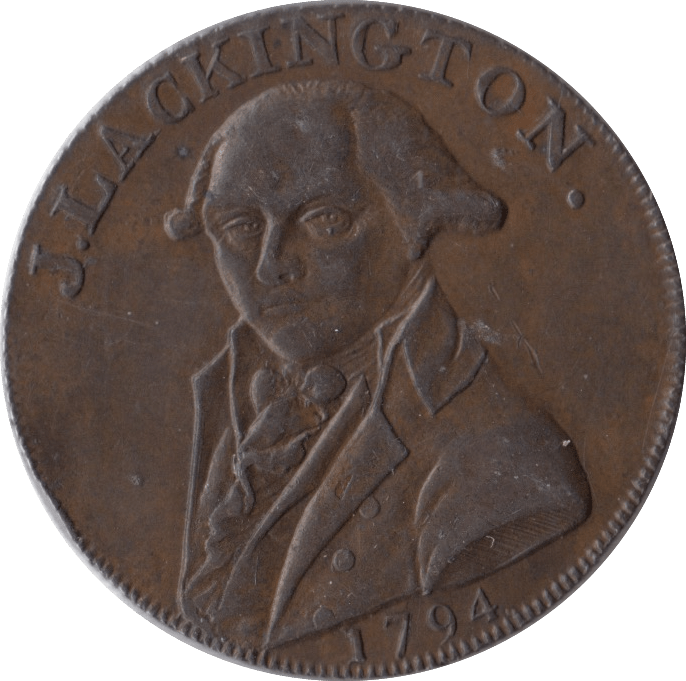 1794 HALFPENNY TOKEN MIDDLESEX J.LACKINGTON CHEAPEST BOOKSELLER FAME ANGEL TRUMPET - HALFPENNY TOKENS - Cambridgeshire Coins