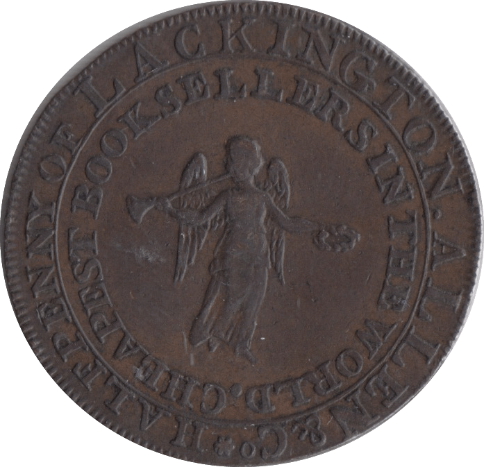 1794 HALFPENNY TOKEN MIDDLESEX J.LACKINGTON CHEAPEST BOOKSELLER FAME ANGEL TRUMPET - HALFPENNY TOKENS - Cambridgeshire Coins
