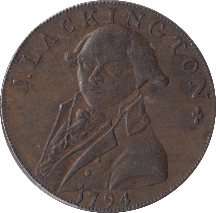 1794 HALFPENNY TOKEN MIDDLESEX J.LACKINGTON CHEAPEST BOOKSELLER FAME ANGEL TRUMPET - HALFPENNY TOKENS - Cambridgeshire Coins