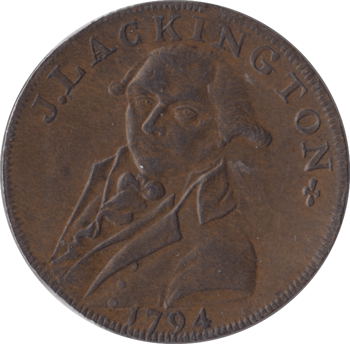 1794 HALFPENNY TOKEN MIDDLESEX J.LACKINGTON CHEAPEST BOOKSELLER FAME ANGEL TRUMPET - HALFPENNY TOKENS - Cambridgeshire Coins