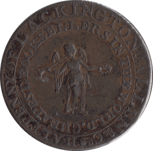 1794 HALFPENNY TOKEN MIDDLESEX J.LACKINGTON CHEAPEST BOOKSELLER FAME ANGEL TRUMPET - HALFPENNY TOKENS - Cambridgeshire Coins