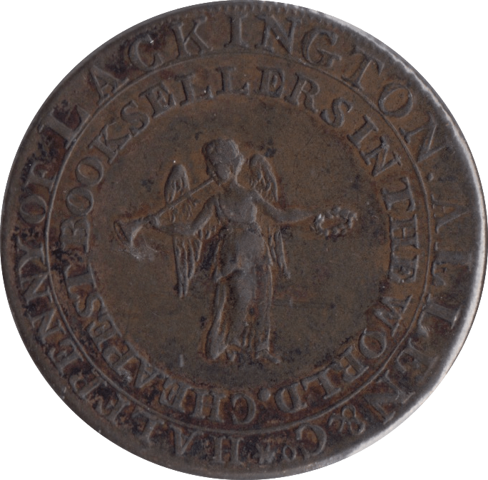 1794 HALFPENNY TOKEN MIDDLESEX J.LACKINGTON CHEAPEST BOOKSELLER FAME ANGEL TRUMPET - HALFPENNY TOKENS - Cambridgeshire Coins